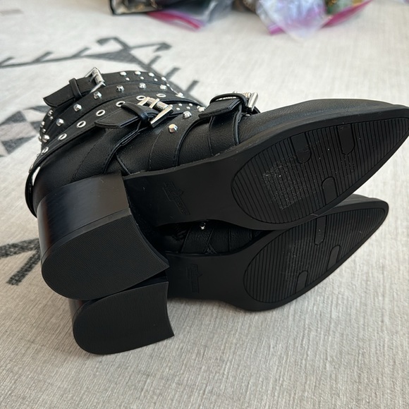 Studded Black Ankle Boots - Picture 6 of 9